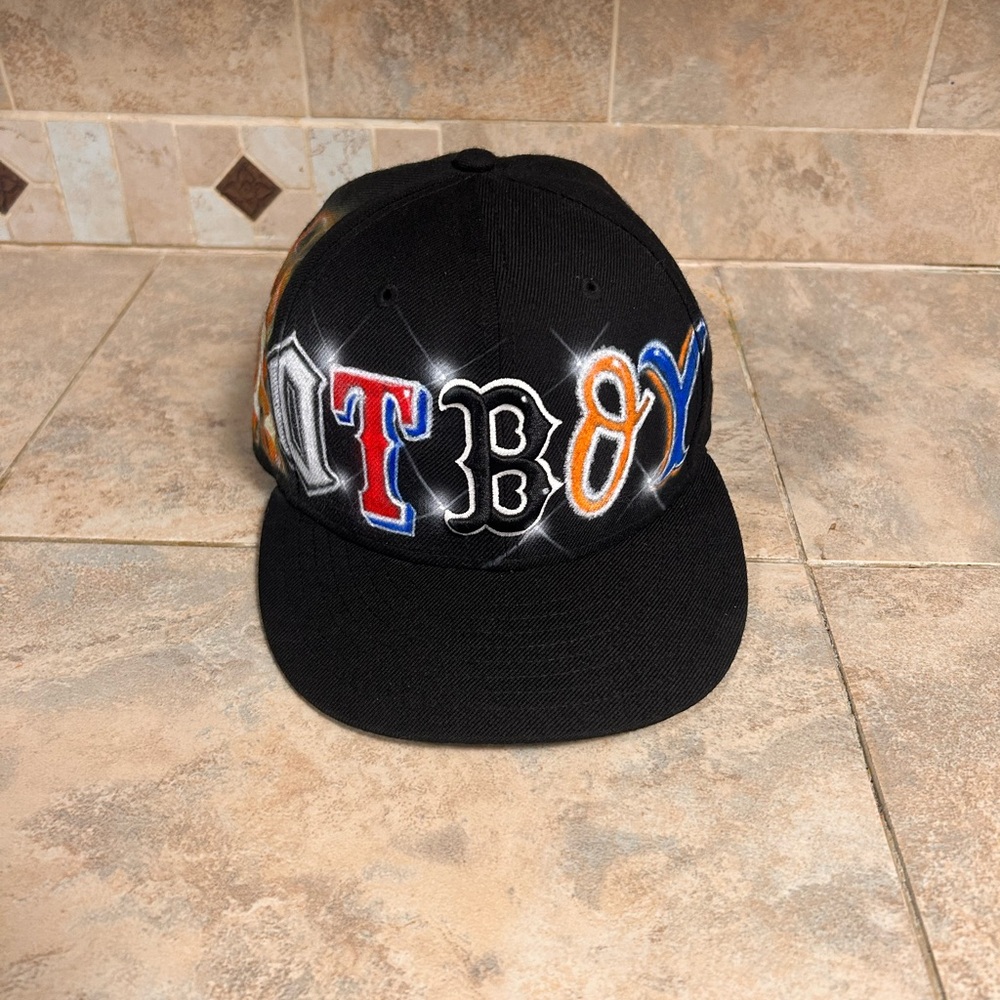 New Era custom airbrushed fitted hat 7 1/8